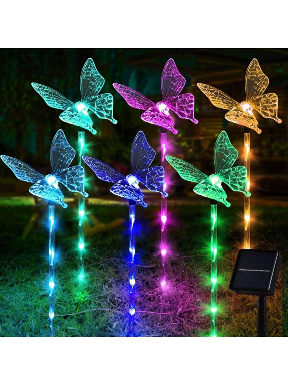 Set of 6 Solar Butterfly Lights - Waterproof Outdoor Garden Decor, 8 Modes